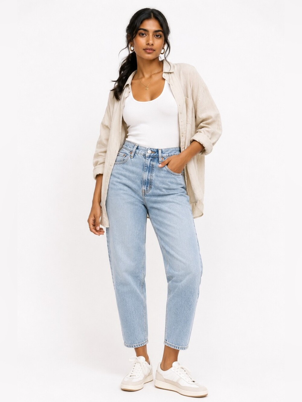 Topshop Premium Mom Jeans Light Wash High Rise Tapered Denim W30